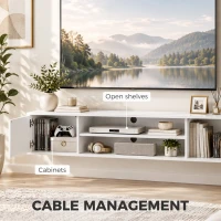 HOMCOM Floating TV Stand Cabinet for TVs up to 60", Wall Mounted TV Unit with Open Shelf, Storage Cupboards, White(m-5)