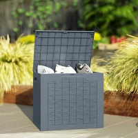 Outsunny 30 Gallon Deck Box, Resin Outdoor Storage Box with Handles, Waterproof and UV Resistant Storage Container, Light Grey(m-8)