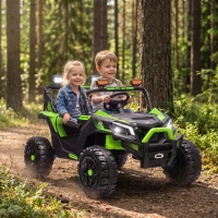 Qaba 24V 2 Seater Ride On Truck Car for Big Kids with Remote Control, Dual Motors, 4-Wheel Suspension for Ages 3-8, Green(m-10)