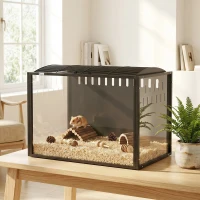 PawHut 31.9" L Hamster Cage, Large Hamster Habitats Steel Frame Chewproof, Deep Bedding Space for Pets Enrichment(m-8)
