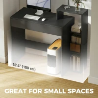 HOMCOM Desk with Storage, Computer Desk with 3 Open Shelves and Drawer Black(m-6)