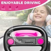 Qaba 6V Bumper Car, Electric Car for Kids with Slow Start, 360° Spin, Music and Horn for 37-72 Months, Pink(m-7)