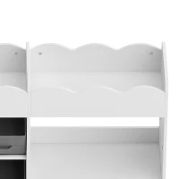 Qaba Kids Toy Storage Organizer, Kids Bookshelf with 8 Fabric Bins, 2 Rolling Drawers, Open Shelves for Kids Room, White(m-12)