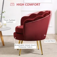 HOMCOM Modern Accent Chair, Velvet-Touch Fabric Leisure Club Chair with Gold Metal Legs for Bedroom, Wine Red(m-5)