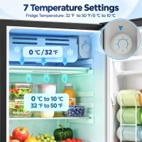 HOMCOM 3.2 Cu Ft Mini Fridge with Chiller Box, Single Door Compact Refrigerator, Adjustable Thermostat, Reversible Door, Silver(m-5)