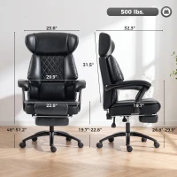 HOMCOM Big and Tall Office Chair with Adjustable Headrest, 500 lbs, Wide Seat, Lumbar Support, Desk Chair, Footrest(m-3)