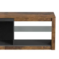 HOMCOM TV Stand Cabinet with LED Lights and Remote Control for TVs up to 65" with Storage Shelves and Compartment Rustic Brown(m-10)