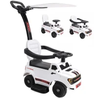 Qaba 3-in-1 Push Car for 1-3, Licensed FORD Shelby Sliding Walking Car with Parent Handle, Canopy, Guardrail, Storage, White(m-13)
