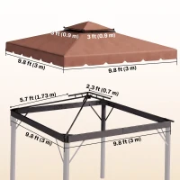 Outsunny 10' x 10' Gazebo Replacement Canopy, Gazebo Top Cover with Double Vented Roof for Garden Patio Outdoor TOP ONLY, Coffee(m-3)