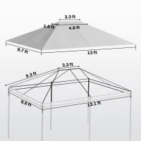 Outsunny 10' x 13' Gazebo Canopy Replacement Roof for 84C-116, Light Gray(m-3)