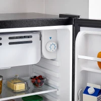 HOMCOM 3.2 Cu Ft Mini Fridge with Chiller Box, Single Door Compact Refrigerator, Adjustable Thermostat, Reversible Door, Black(m-10)