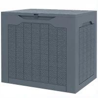 Outsunny 30 Gallon Deck Box, Resin Outdoor Storage Box with Handles, Waterproof and UV Resistant Storage Container, Light Grey(m-2)