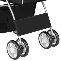 PawHut Pet Stroller with Reflective Strips, Foldable Cat Stroller with 360° Swivel Wheels for Small Dogs and Cats, Black(m-9)
