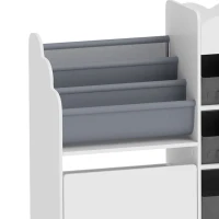 Qaba Kids Toy Storage Organizer, Kids Bookshelf with 8 Fabric Bins, 2 Rolling Drawers, Open Shelves for Kids Room, White(m-9)