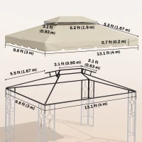 Outsunny 13' x 10' Gazebo Replacement Canopy, Gazebo Top Cover with Double Vented Roof for Garden Patio(TOP ONLY), Beige(m-3)