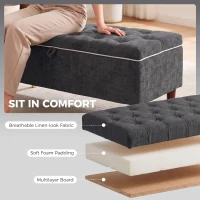 HOMCOM Storage Ottoman Bench, Linen-Look Upholstered Seat, 264 LBS Capacity, End of Bed Bench, Dark Grey(m-5)