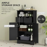 kleankin Freestanding Bathroom Cabinet with Adjustable Shelf and Drawers, Small Cabinet for Bathroom, Living Room, Black(m-4)