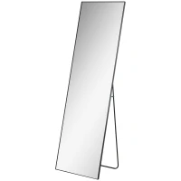 HOMCOM 64"x20" Full Length Mirror, Tempered Glass Floor Mirror with Stand, Standing, Hanging or Leaning Against Wall, Black(m-2)