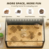 PawHut 31.9" L Hamster Cage, Large Hamster Habitats Steel Frame Chewproof, Deep Bedding Space for Pets Enrichment(m-4)