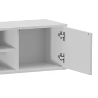 HOMCOM Floating TV Stand Cabinet for TVs up to 60", Wall Mounted TV Unit with Open Shelf, Storage Cupboards, White(m-10)