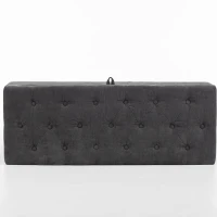 HOMCOM Storage Ottoman Bench, Linen-Look Upholstered Seat, 264 LBS Capacity, End of Bed Bench, Dark Grey(m-10)