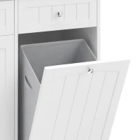 HOMCOM Laundry Cabinet with 2 Removable Laundry Bags, Tilt-Out Laundry Hamper with 2 Drawers, White(m-11)