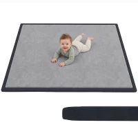 Qaba Baby Play Mat, 1.2" Thick, 71" x 59", Soft Flannel, Water-Resistant, Non-Slip Backing for Crawling Playing, Dark Grey(m-13)
