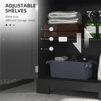 kleankin Freestanding Bathroom Cabinet with Adjustable Shelf and Drawers, Small Cabinet for Bathroom, Living Room, Black(m-5)