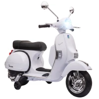 Qaba 12V Kid Motorcycle, Electric Motorbike with Training Wheels, Rear Suspension, Steering Limitation for 3-6 Years, White(m-11)
