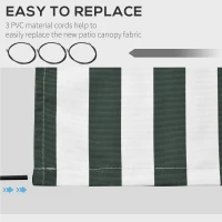 Outsunny 11' x 10' Retractable Awning Fabric Replacement Outdoor Sunshade Canopy Awning Cover, UV Protection, Green and White(m-5)