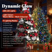 HOMCOM 5ft Prelit Christmas Tree Spruce, Remote, Hinged, Artificial Xmas Tree with 8 Modes, 450 Tips, 150 LEDs, Green Red(m-4)