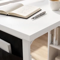HOMCOM Fold-out Computer Desk with Storage Shelves, Bag, Wall Mount Home Office Desk, Writing Study Table with Bookshelf, White(m-10)