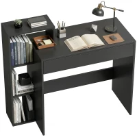 HOMCOM Desk with Storage, Computer Desk with 3 Open Shelves and Drawer Black(m-8)