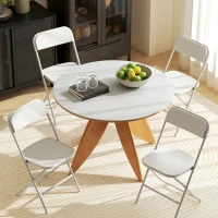 HOMCOM 4 Pack Folding Chairs with Drain Holes, Metal Frame, Portable Lightweight Chairs for Home, Office, White(m-1)