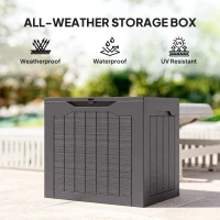 Outsunny 30 Gallon Deck Box, Resin Outdoor Storage Box with Handles, Waterproof and UV Resistant Storage Container(m-7)