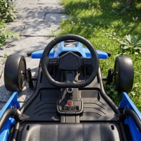 Qaba 24V Electric Drift Go Kart for Kids with Dual Motors, Soft Start, PU Wheels, 7.5MPH High Speed, for Ages 6-14, Blue(m-8)