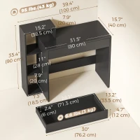 HOMCOM Desk with Storage, Computer Desk with 3 Open Shelves and Drawer Black(m-3)