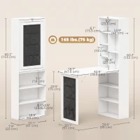 HOMCOM Fold-out Computer Desk with Storage Shelves, Bag, Wall Mount Home Office Desk, Writing Study Table with Bookshelf, White(m-3)