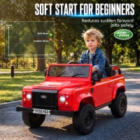 Qaba 12V Electric Car for Kids 3+ Years, Licensed Land Rover Defender Toddler Ride on Car w/ Remote Control, Red(m-7)