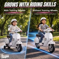 Qaba 12V Kid Motorcycle, Electric Motorbike with Training Wheels, Rear Suspension, Steering Limitation for 3-6 Years, White(m-5)
