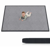 Qaba 1.2" Thick Baby Play Mat, 110" x 79" Playpen Mat, Non-Slip, Water-Resistant, Soft Flannel for Crawling, Dark Gray(m-11)