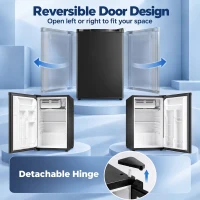HOMCOM 3.2 Cu Ft Mini Fridge with Chiller Box, Single Door Compact Refrigerator, Adjustable Thermostat, Reversible Door, Black(m-6)