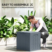 Outsunny 30 Gallon Deck Box, Resin Outdoor Storage Box with Handles, Waterproof and UV Resistant Storage Container, Light Grey(m-4)