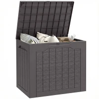 Outsunny 30 Gallon Deck Box, Resin Outdoor Storage Box with Handles, Waterproof and UV Resistant Storage Container(m-9)