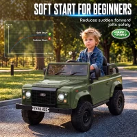 Qaba 12V Electric Car for Kids 3+ Years, Licensed Land Rover Defender Toddler Ride on Car w/ Remote Control, Green(m-7)