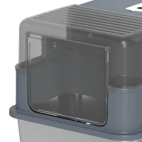 PawHut Stainless Steel Cat Litter Box with Lid, High Sided Enclosed Metal Litter Box w/ Scoop, Deodorization Bags for Cats(m-9)