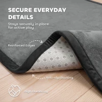 Qaba 1.2" Thick Baby Play Mat, 110" x 79" Playpen Mat, Non-Slip, Water-Resistant, Soft Flannel for Crawling, Dark Gray(m-6)