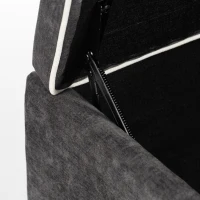 HOMCOM Storage Ottoman Bench, Linen-Look Upholstered Seat, 264 LBS Capacity, End of Bed Bench, Dark Grey(m-11)