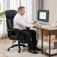 HOMCOM Big and Tall Office Chair with Adjustable Headrest, 500 lbs, Wide Seat, Lumbar Support, Desk Chair, Footrest(m-9)