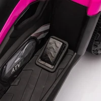 Qaba 12V Kids ATV, Electric Ride On Quad with Dual Motors, Soft Start, Battery Display, Music, Lights for 3-8 Years, Pink(m-11)